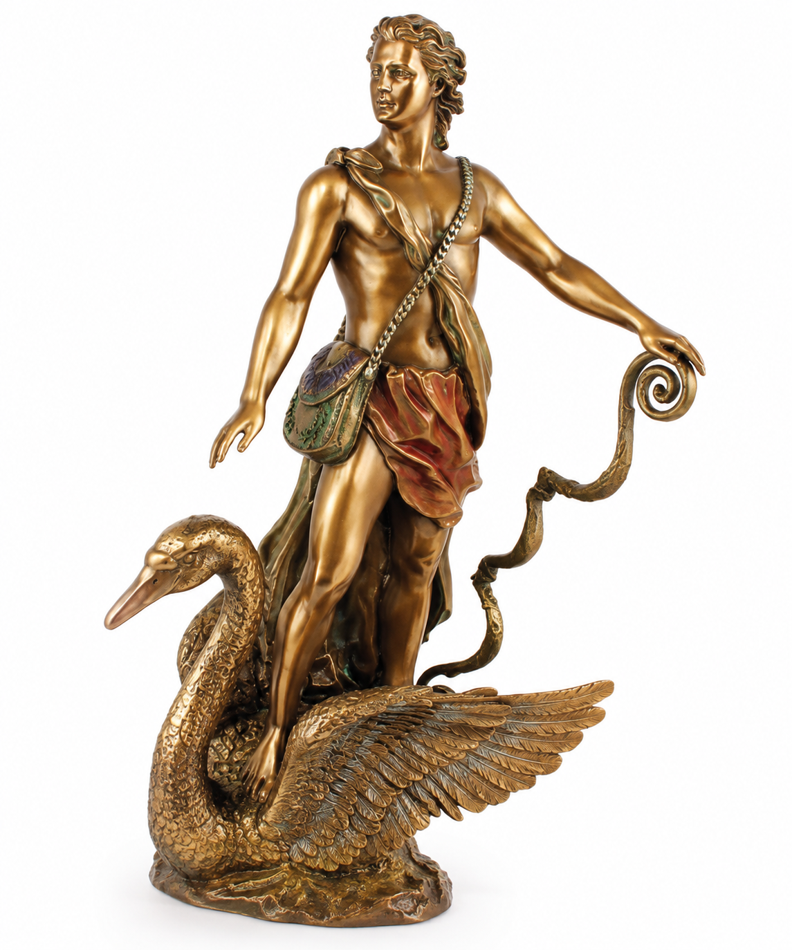 Apollo 10.5 inch bronze-tone statue with swan