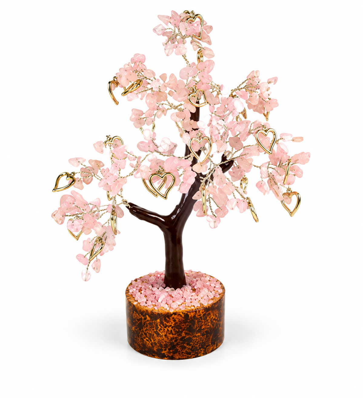 Rose Quartz Hearts Gemstone Tree