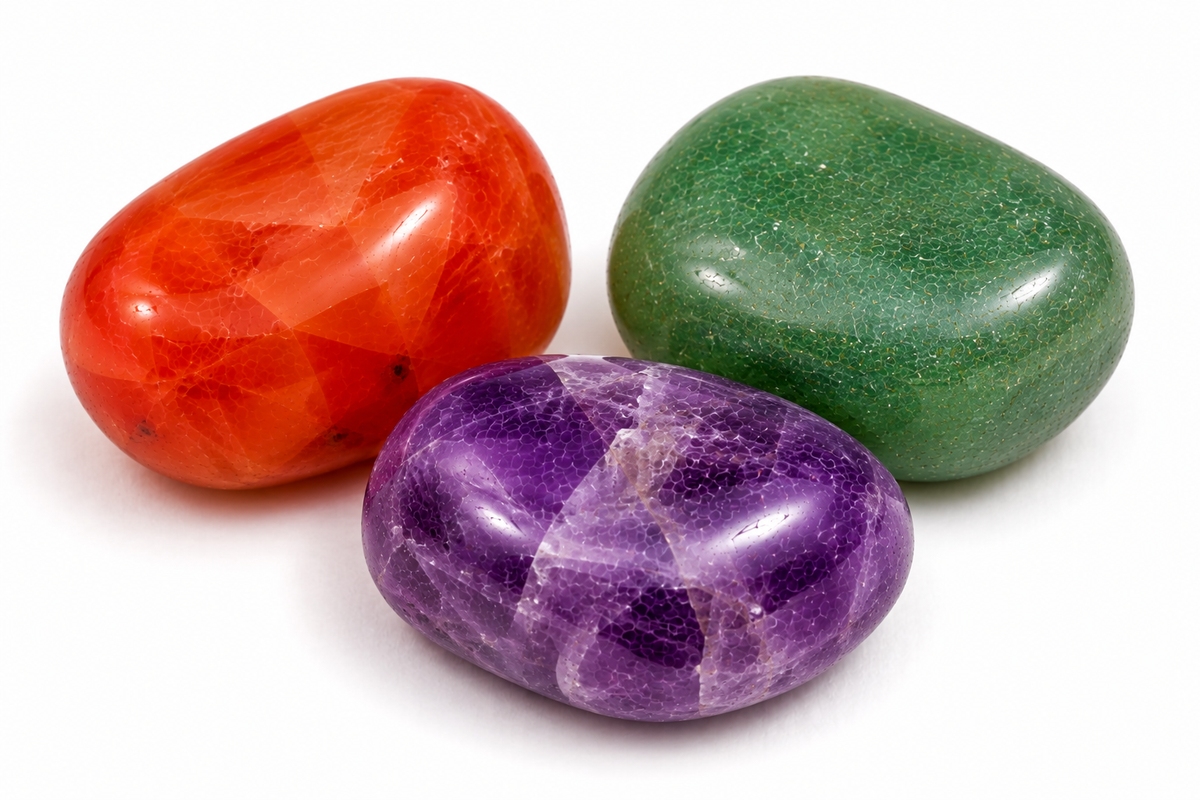 Tumbled Fresh Start Intention Stone Set with Carnelian, Green Aventurine and Amethyst