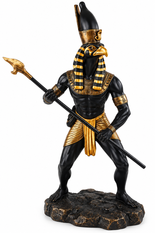Horus 14 inch black and gold Egyptian statue