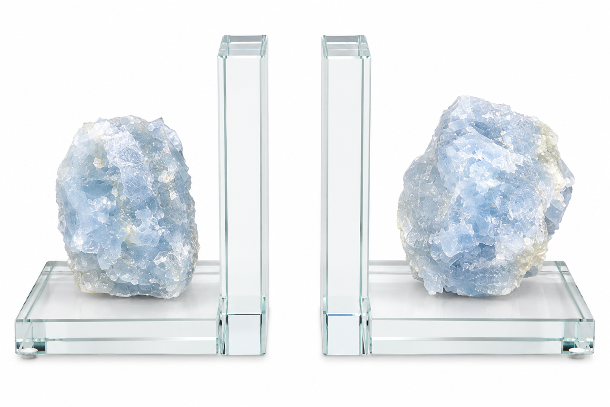 Blue Calcite Bookends - Set of 2