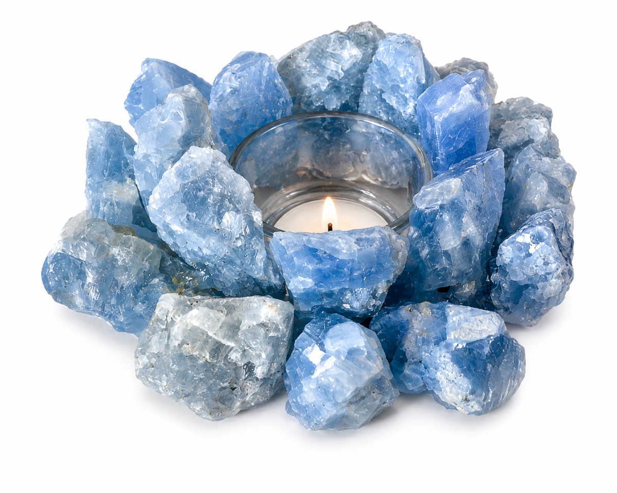 4.5 inch Blue Calcite Tealight Holder