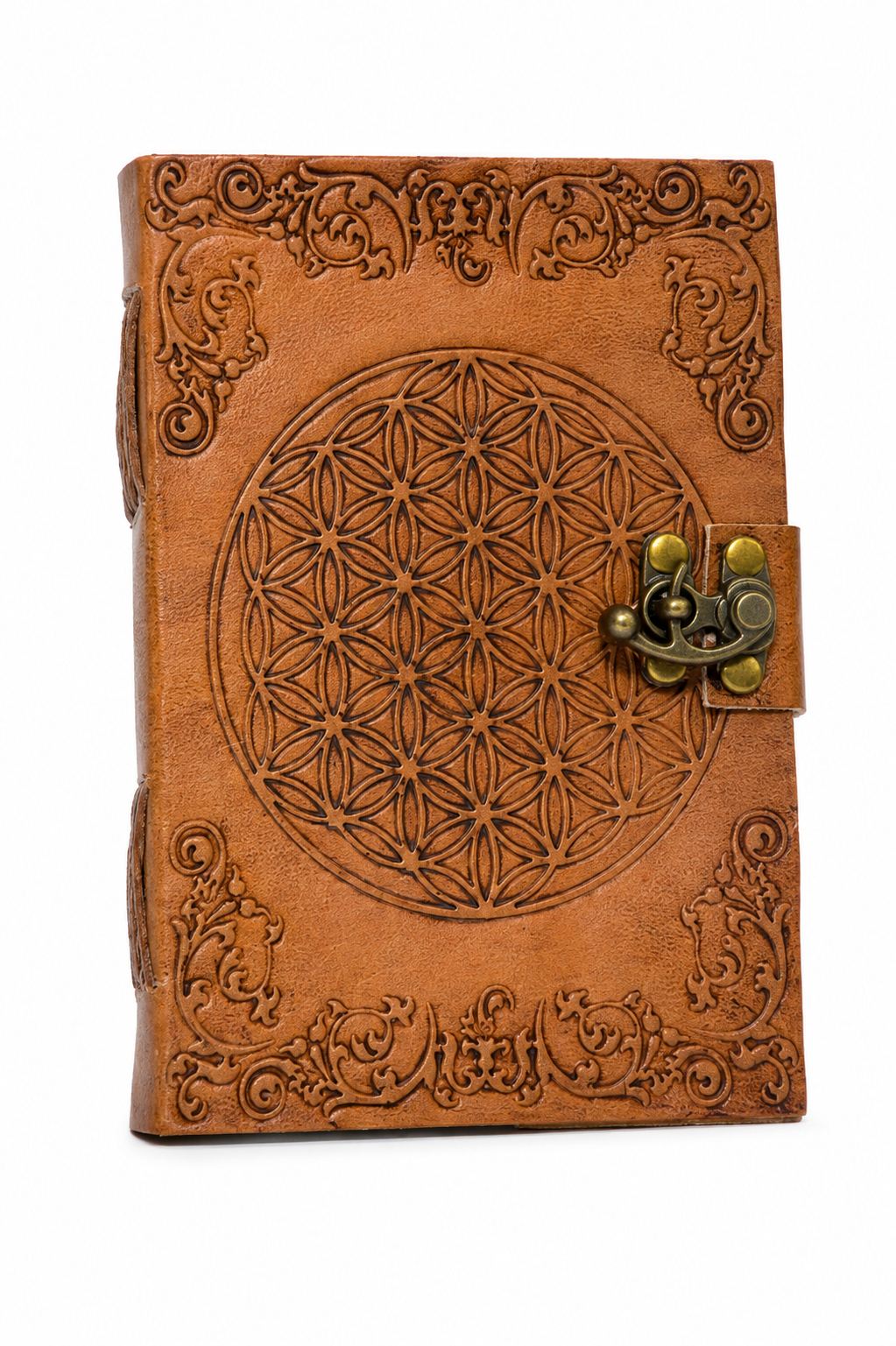 5 x 7 Flower of Life Embossed Leather Journal with Latch