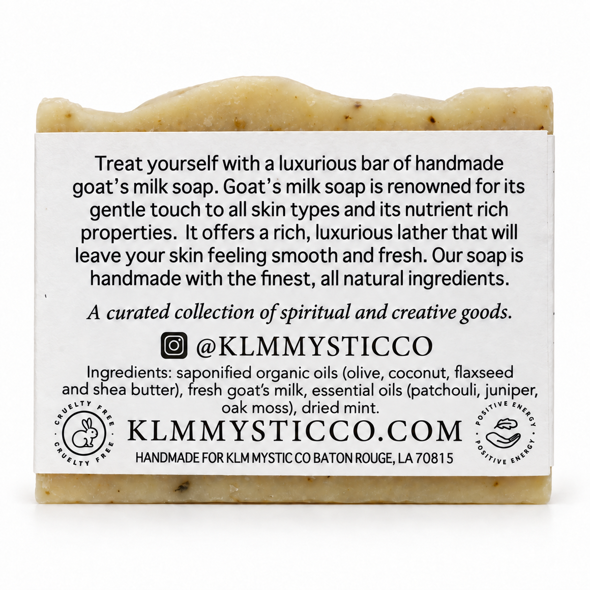 GROUND soap — back label and ingredients