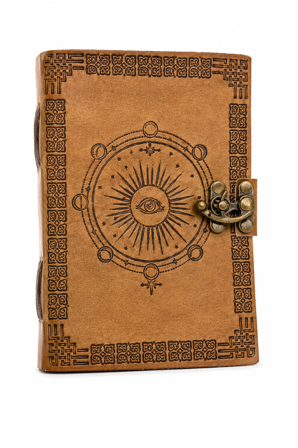 5 x 7 Moon Phase Embossed Leather Journal with Latch