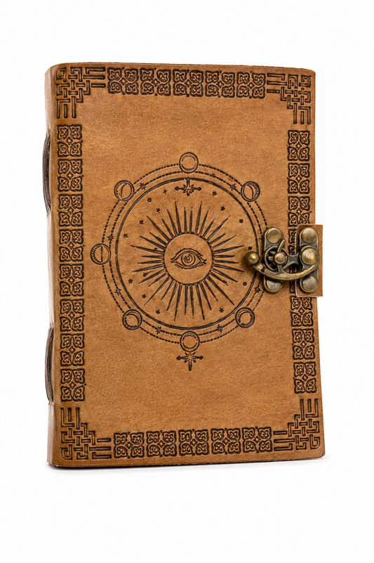 5 x 7 Moon Phase Embossed Leather Journal with Latch