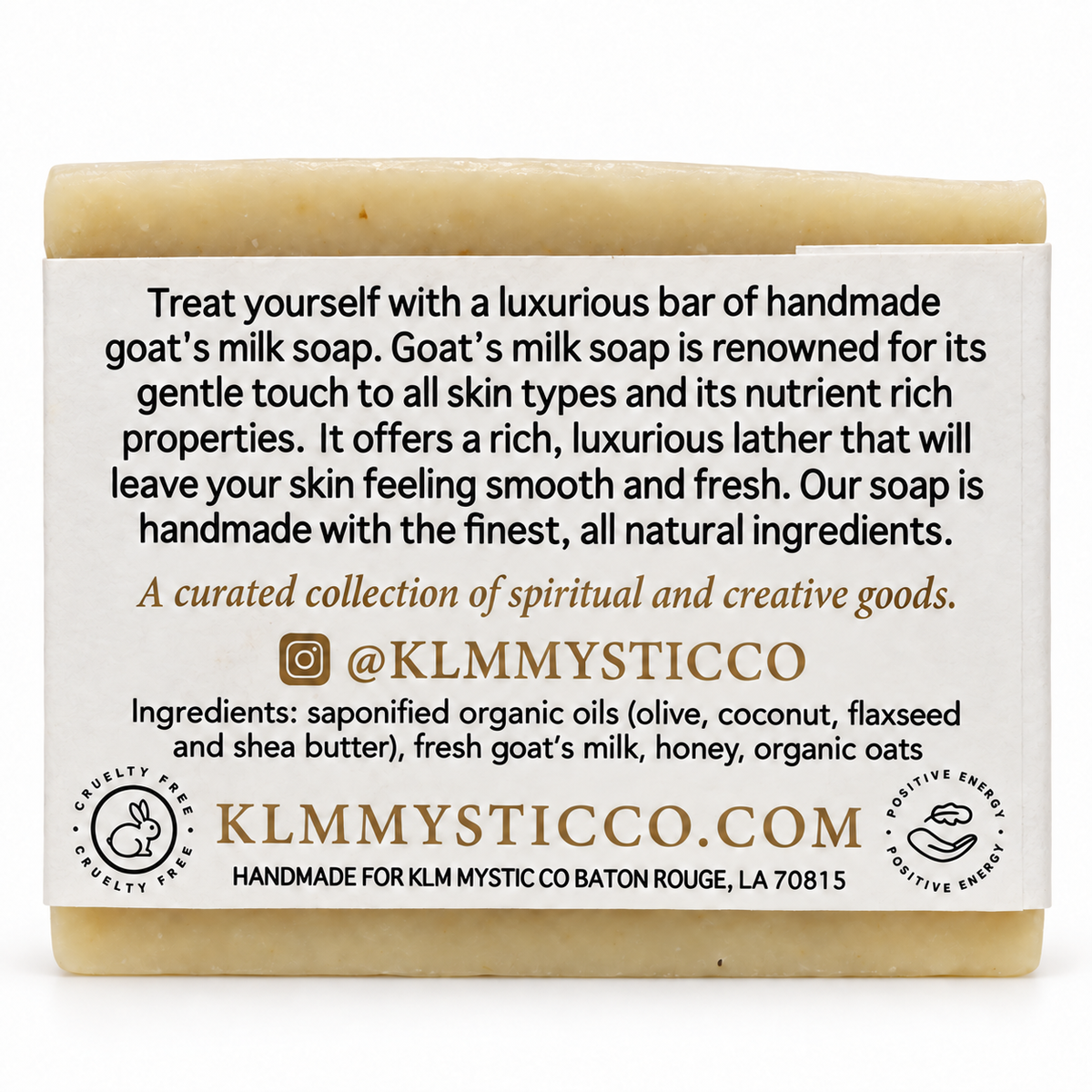 NOURISH soap — back label and ingredients