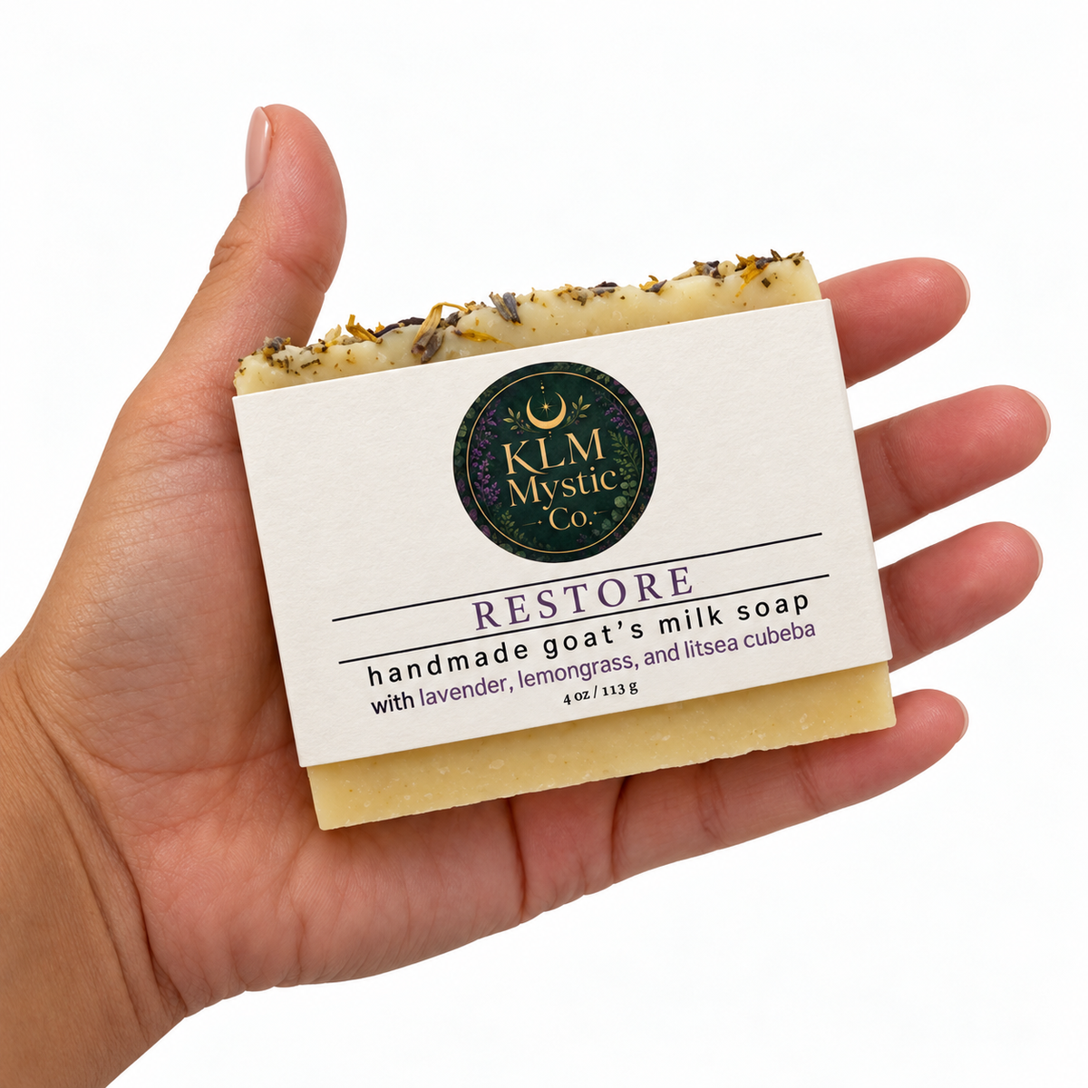 RESTORE soap held in the owner’s hand