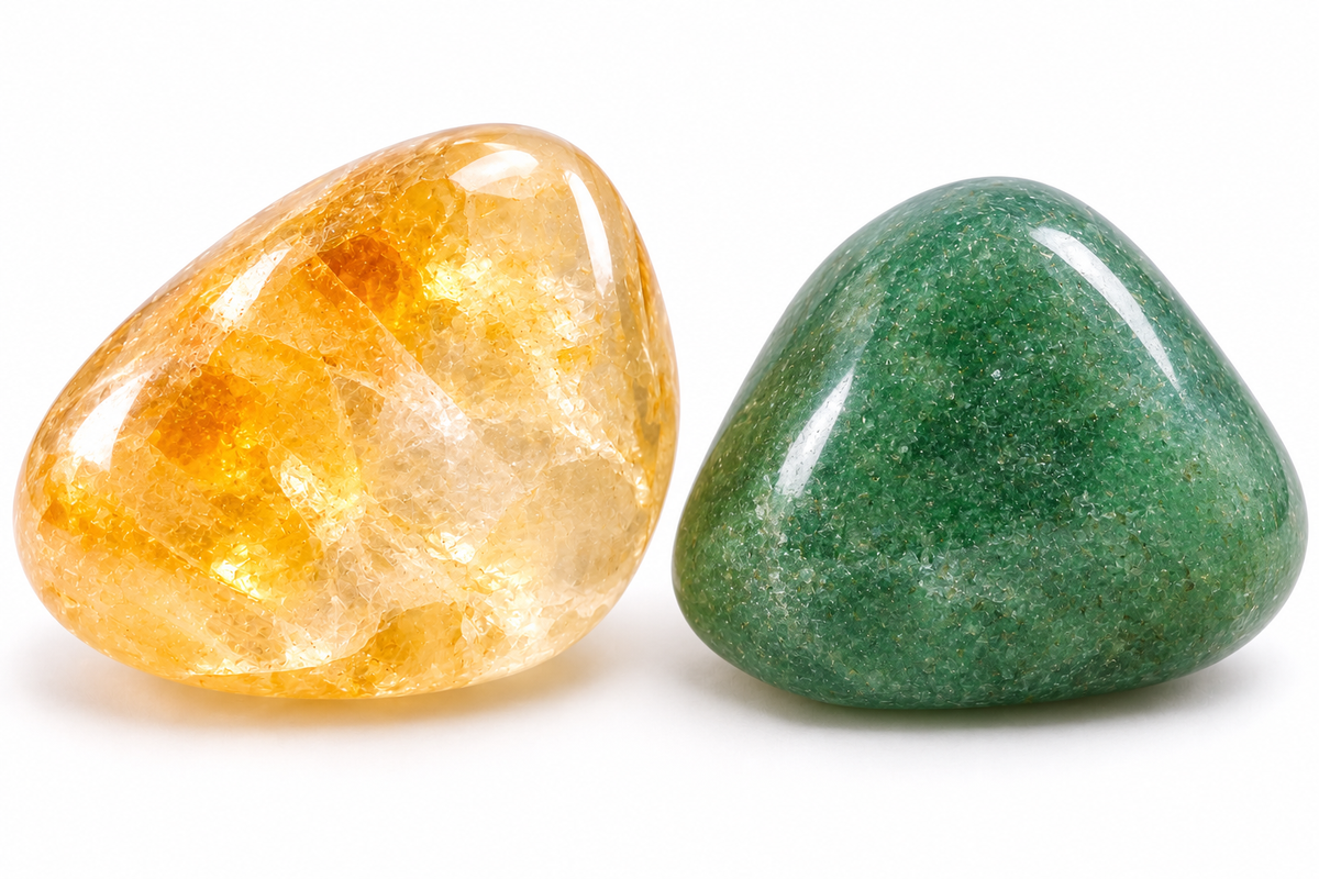 Tumbled Prosperity Intention Stone Set with Citrine and Green Aventurine