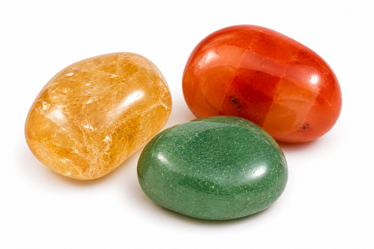 Tumbled Success Intention Stone Set with Citrine, Carnelian and Green Aventurine